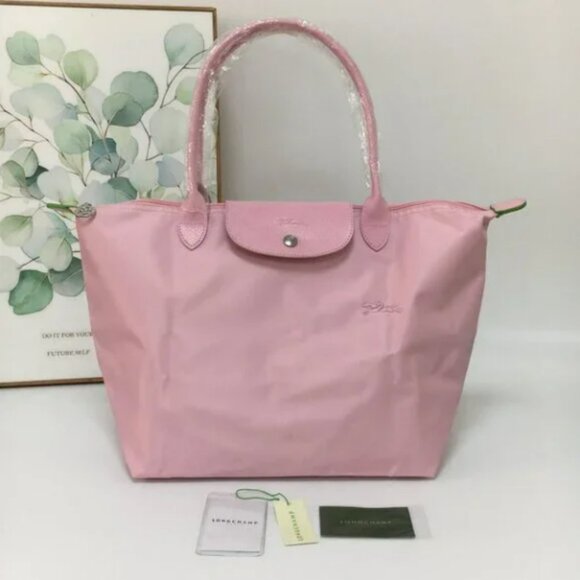 NWT Longchamp Le Pliage Original Large Shoulder Nylon Bag Tote IN Pink - Picture 2 of 10